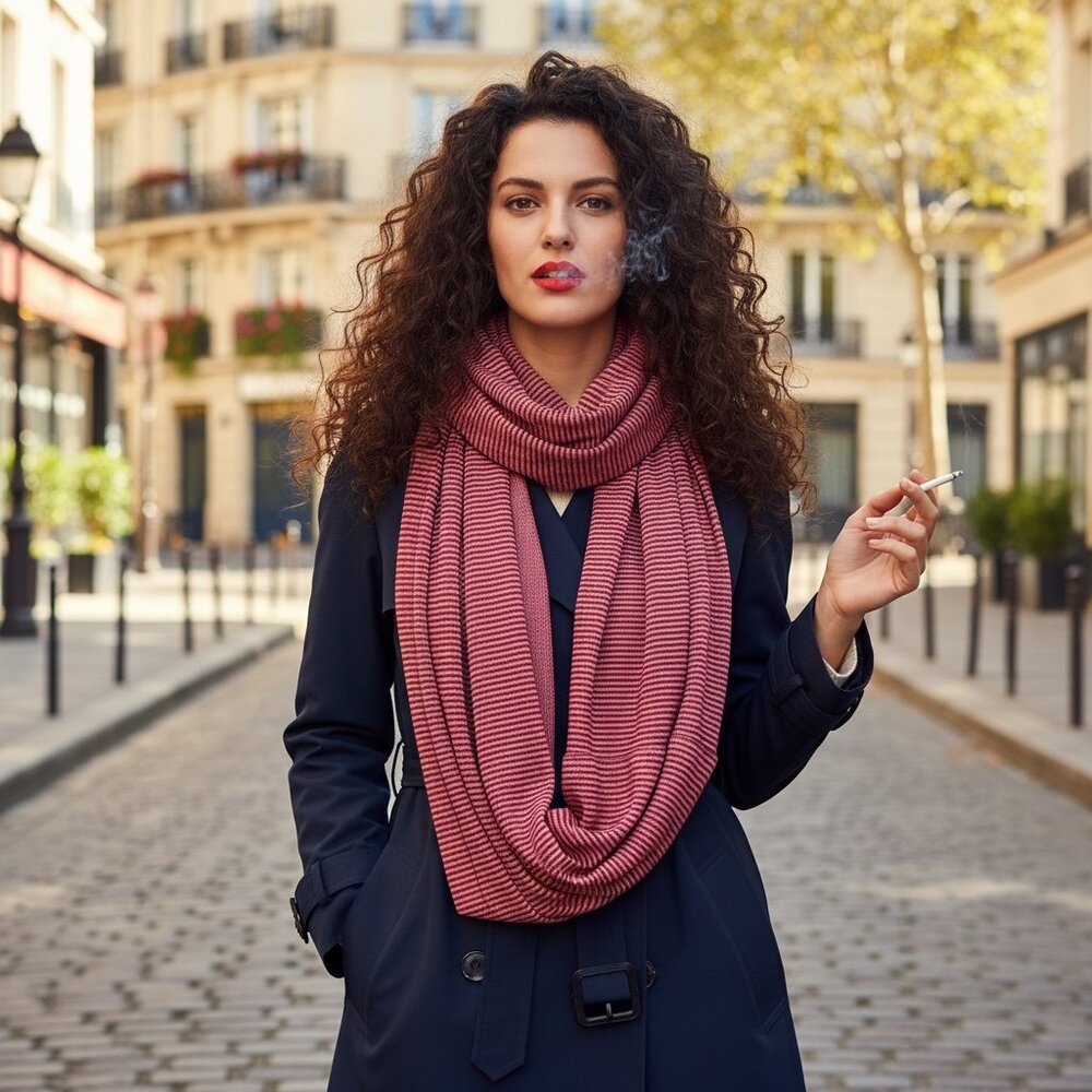 Lululemon Vinyasa Scarf Rulu Pink Striped Infinity Wrap Snaps